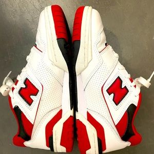 New Balance 550 White Red. Worn once. Original box included. Men’s 5.5 -wms 7